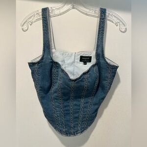Bardot Blue Denim Corset Bustier Top Size 6 Medium